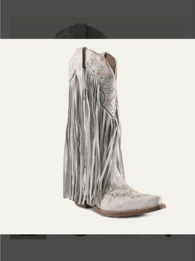 Buck & Brana Leather Fringed Western Boot NWT